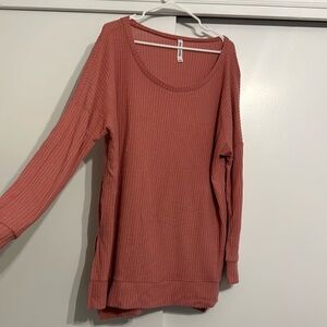 Pink waffle knit tunic - size L